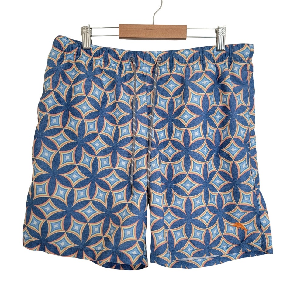 Tommy‎ Bahama Relax Mens Medium Blue Mesh Lined Swim Trunks Drawstring Resort